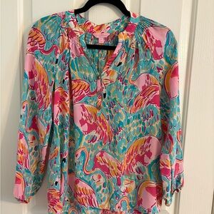 Lilly Pulitzer Silk Elsa Top Peel and Eat Size XS EUC